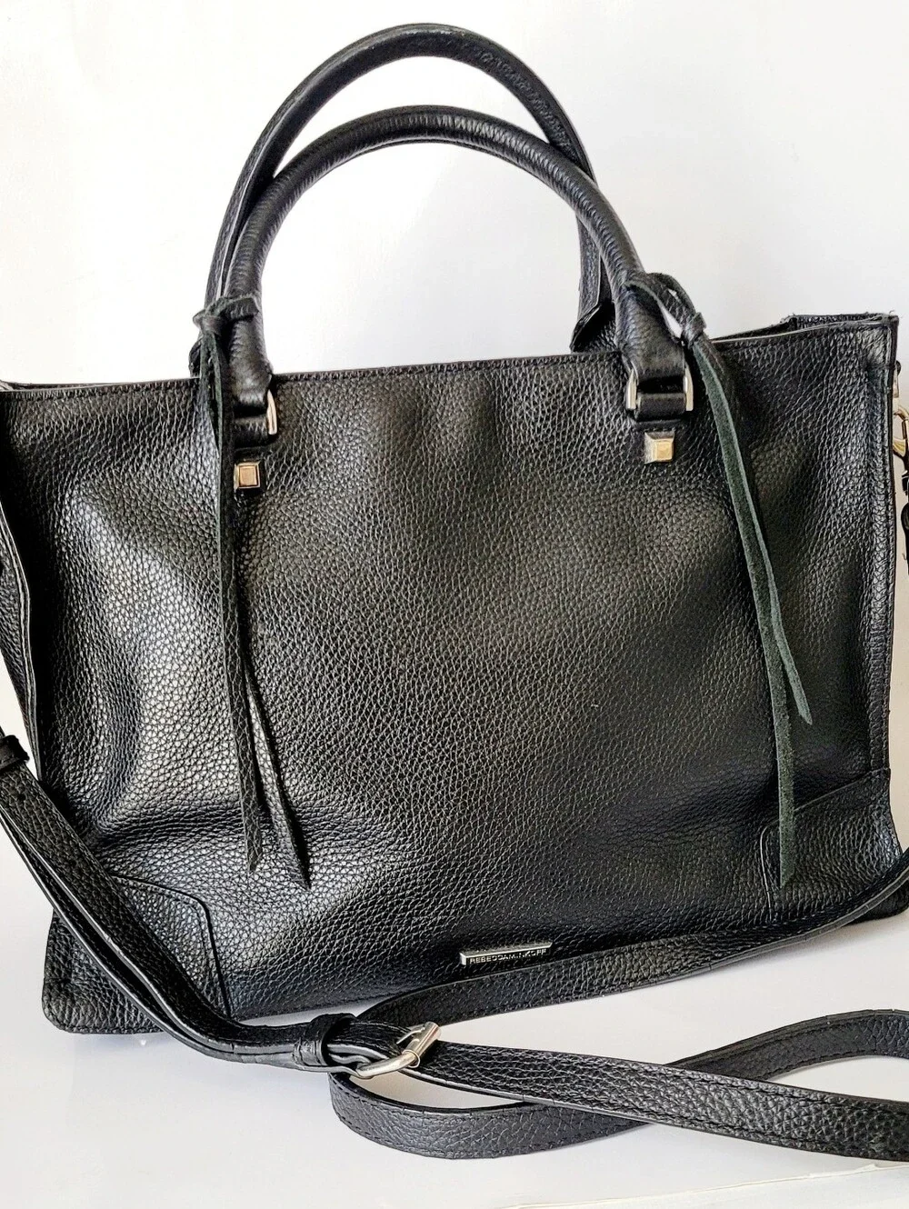 Rebecca Minkoff Regan Black Pebbled Leather Crossbody/Satchel Laptop 13